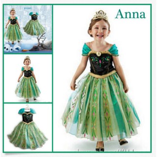 (ส่งฟรี/พร้อมส่ง) ชุดราตรีเด็ก Dress Anna อันน่า ชุดสีเขียว