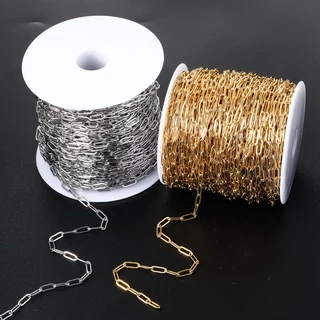 โซ่ไขว้สแตนเลสแบบตีแบนยาว 5 เมตร/แพ็ค สำหรับ DIY เครื่องประดับ อุปกรณ์งานแฮนด์เมด