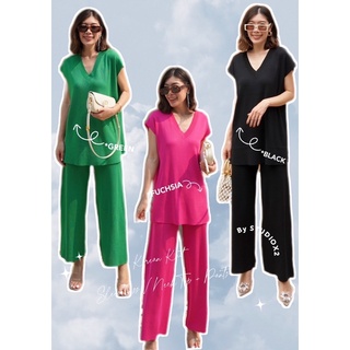korean knit ชุดเซ็ตผ้า knit  ชุดเซ็ตเกาหลี ผ้านิตอย่างดี เรียบหรุ