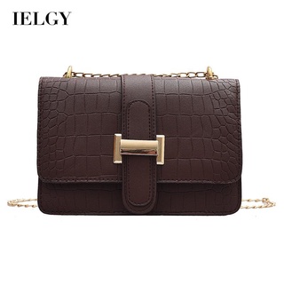 IELGY womens stone pattern solid color chain messenger bag