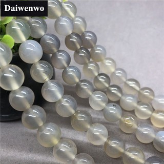 Gray Agate Beads ลูกปัดอาเกตสีเทา 4-12 มม. กลมหลวมธรรมชาติหินสีเทาลูกปัด Diy สำหรับสร้อยข้อมือ