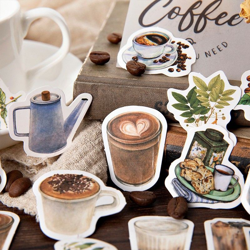 45pcs The Rooftop Coffee Cafe Journal Bojo Diary Sticker Pack (MC0111-ZM170)