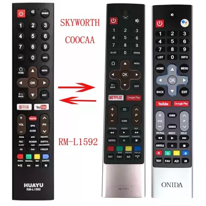 สําหรับ Skyworth Android Smart TV Remote COOCAA HUAYU RM-L1592 พร้อม Netflix YouTube และ Google Play