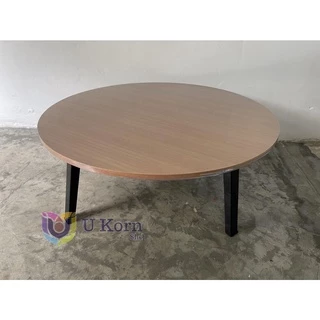โต๊ะญี่ปุ่นกลม โต๊ะพับอเนกประสงค์ 75x75 ซม.ลายไม้สีบีซ ลายหินดำ ขาว ขาแข็งแรง กางง่าย 🦄 uk99