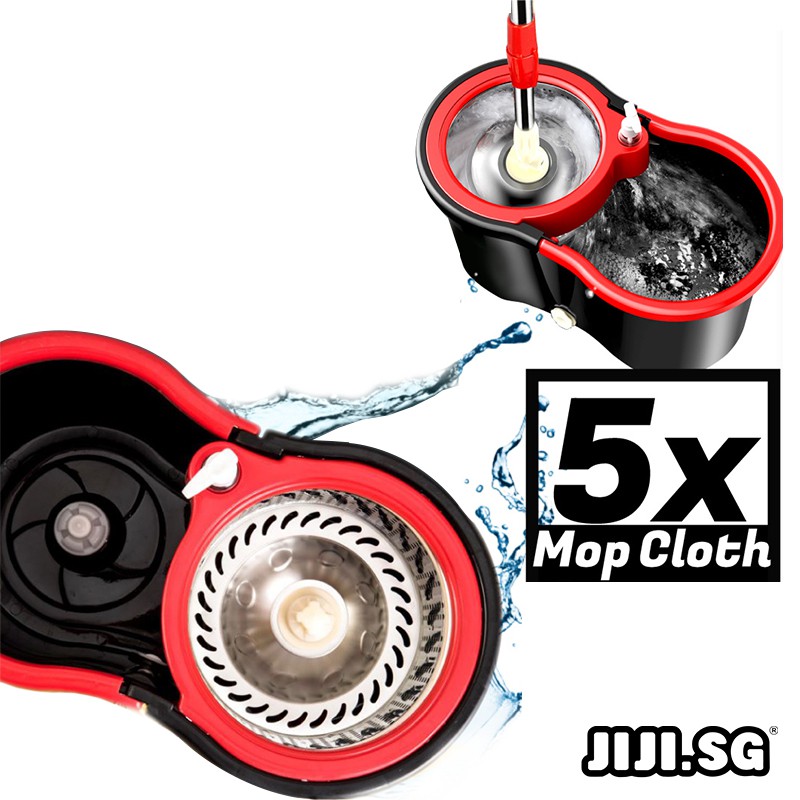 (JIJI SG) ไม้ถูพื้นหมุนได้ 360 MAGIC- แถมหัวม็อบ 5 หัว