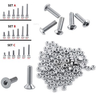 Jiamy ชุดสกรูสเตนเลส M3(3 มม.) A2 พร้อมน็อตหกเหลี่ยม 250 ชิ้น
