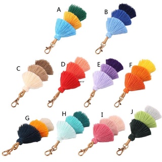 ✿ Kawaii Boho Pom Pom พวงกุญแจพู่กระเป๋า Charm ที่มีสีสันพวงกุญแจอุปกรณ์ทําด้วยมือสําหรับพวงกุญแจตกแต่งโทรศัพท์