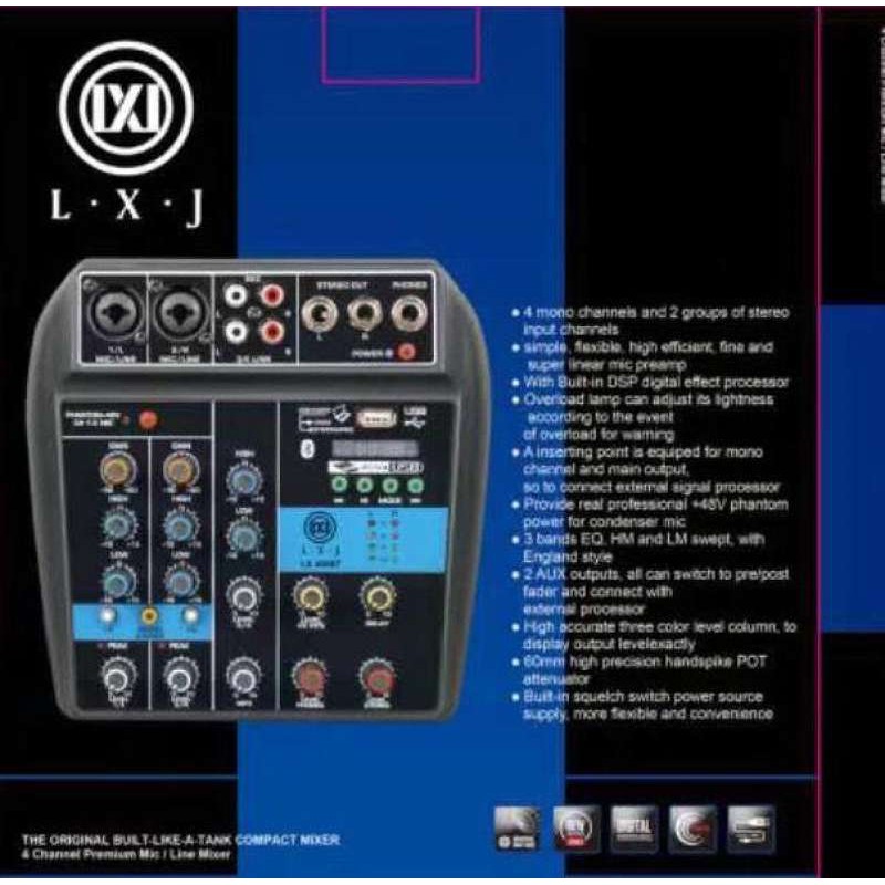 LXJ มิกเซอร์ MIXER 4-channel MP3 USB SD มีBluetooth รุ่น lxj400bt