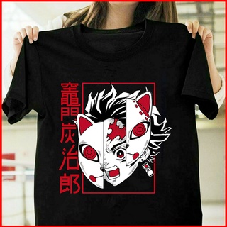 เสื้อยืด พิมพ์ลาย Fox Mask Of The Demon Slayer Tanjiro Kamado คุณภาพสูง แฟชั่นสําหรับสตรีS-5XL