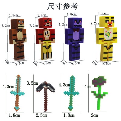 4 ชิ้น/เซ็ตเกม Minecraft รุ่น Five Nights ที่ Freddys Juguetes 4 FNAF Foxy Chica Bonnie Freddy ตัวเลขการกระทําเกมของเล่นเด็ก