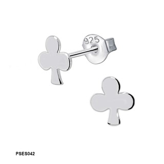 SILVER THAI 925 Sterling Silver Clover Stud earrings ต่างหูเงินลัคกี้