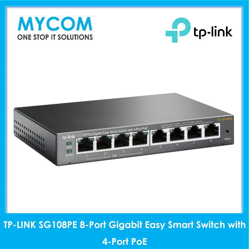 TP-LINK SG108PE 8-Port Gigabit Easy Smart Switch พร้อม PoE 4-Port