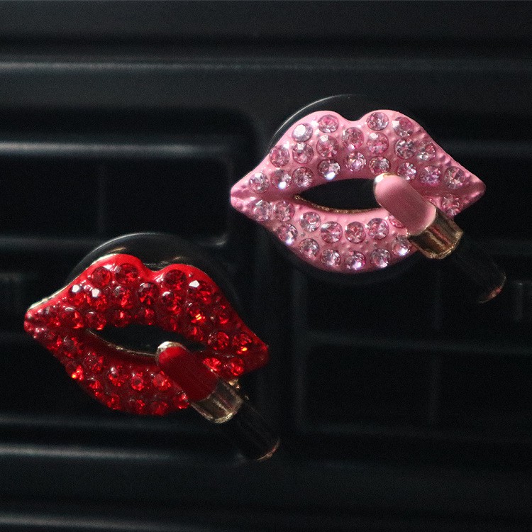 Red Lip Car Air Vent Clip Solid Perfume Air Fresher รถตกแต่งเซ็กซี่ Lip พร้อม Stick คริสตัล 1 ชิ้น