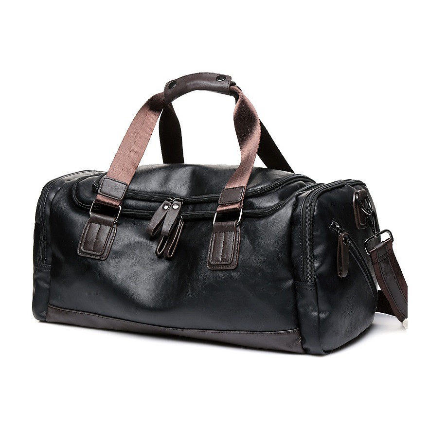 กระเป๋าเดินทางแฟชั่นความจุใหญ่ Weekender หนัง Duffel สําหรับยิมผู้ชาย