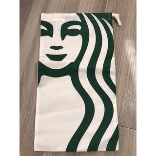 ถุงผ้า starbucks สีขาว ของแท้ ขนาด 19.5x34.5cm