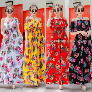 Maxi dress infinity58 ขายดีมากขายดีตลอดกาล แมกซี่เดรสลายดอกเล่นสีสดสวยสะดุดตามาแต่ไกล ซัมเมอร์นี้ขายดีคะ