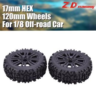 *  ล้อยางรถแข่ง zd racing 17 มม. hex &amp; 120 มม. 2 ชิ้นสําหรับ 1/8 off - road car  *