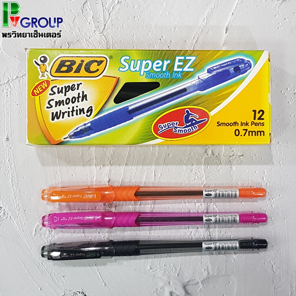 ราคาพิเศษ ปากกาลูกลื่น BiC Super EZ แบบปลอก  0.7 มม. (12ด้าม)