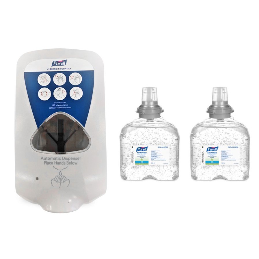 Purell Advanced Hand Sanitizer - 2 x 1200 ml Refills FDA No. 10-2-6200036353 with 1 x Purell Touch-free Dispenser
