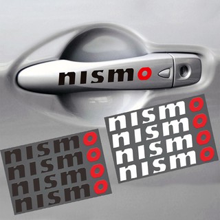 สติกเกอร์ วัสดุพีวีซี ลายโลโก้ Nismo ใช้ติดตกแต่งหมีจับประตูรถยนต์ สำหรับนิสสัน tiida juke qashqai 4 ชิ้น