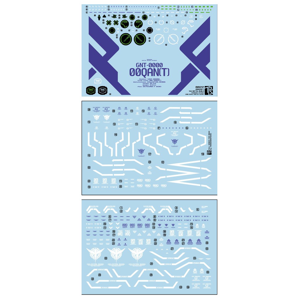 รูปลอกน้ําสําหรับ gundam 1/100 00 Qant ver mb 8822 Daban - แบรนด์ TRS