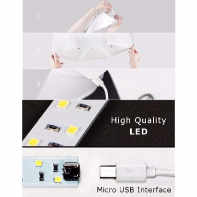 [ใส่โค้ด YYSH415 ลด 15%] 24cm กล่องถ่ายภาพสินค้า : Light room box ขนาด 22.6x23x 24cm-ฉากหลังสีขาว+ดำ (LED Kit+Micro USB)