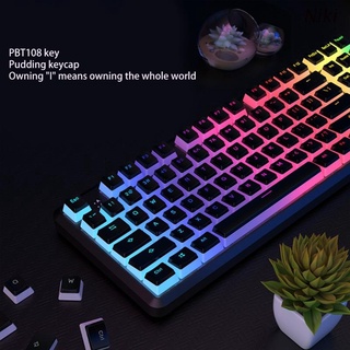 Niki แป้นพิมพ์ 104คีย์ / ชุด Pbt Backlit Pudding Keycap Oem Profile สําหรับ Cherry Mx คีย์บอร์ดโปร่งแสง