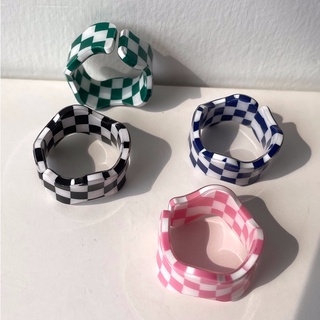 แหวนลายสก็อตตารางคูลๆ 4pcs Plaid Print Ring