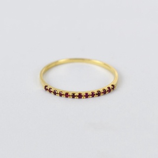 แหวนทองคำแท้ 18K สี Yellow Gold งานพลอยมงคลแท้ Ruby หรือ ทับทิม พลอยประจำวันเกิดผู้ที่เกิดวันอาทิตย์