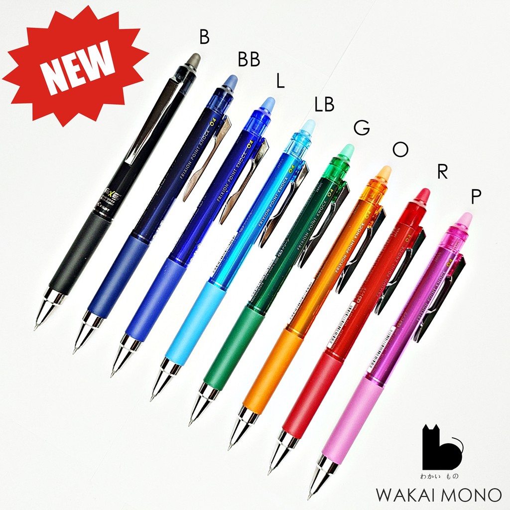 New ปากกา เขียนแบบ ลบได้ หัวเหล็ก ( หัว 0.4 mm ) แบบกด PILOT FriXion Point Knock แยกแท่ง