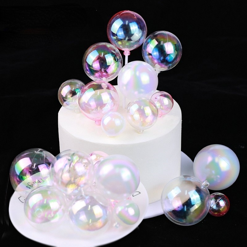 ลูกบอลใสหลากสี 3 ลูกสําหรับตกแต่งเค้กคริสต์มาส