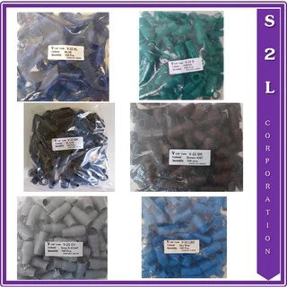 【ราคาขายส่ง】【10ชิ้น/แพ๊ค】ปลอกหุ้มหางปลา, ปลอกสี Vinly End Cap, V-2/ V-3.5/ V-5.5/ V-8/ V-14/ V-22