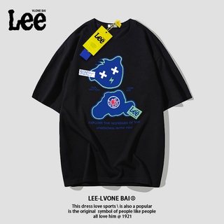 [S-5XL] เสื้อยืดแขนสั้น ผ้าฝ้าย พิมพ์ลาย Lee Western-style สําหรับผู้ชาย และผู้หญิง