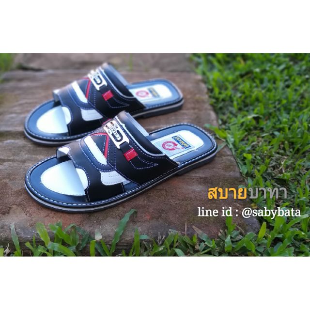 💯ตรงปก💯 รองเท้าแตะสวม ผู้ชาย Taywan พื้นบาง งานเย็บ หนังพียูเกรด A สีดำ  รุ่น 908