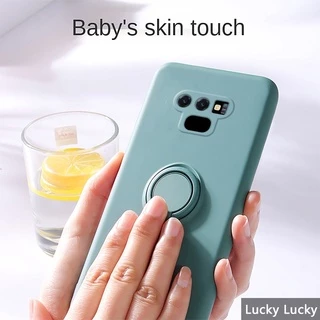 เคส Samsung Note9 ป้องกันกล้องเต็มรูปแบบซิลิโคนเหลวเคสกันกระแทกที่ใส่แหวนแม่เหล็กยืนเชือกเส้นเล็ก Samsung Galaxy Note 10 20 Ultra