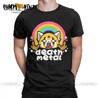 เสื้อยืดแขนสั้น ผ้าฝ้าย พิมพ์ลาย Death Metal Aggretsuko สําหรับผู้ชาย