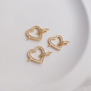 เครื่องประดับ จี้รูปหัวใจ ประดับเพทาย ชุบทองแดง 14K ฝังเพทาย diy