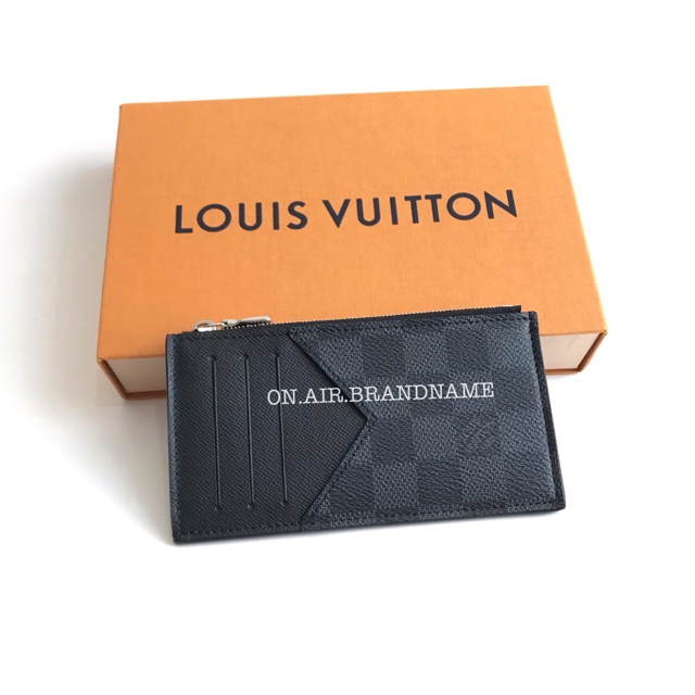Louis Vuitton Coin Card Holder Monogram Eclipse Volcano Orange