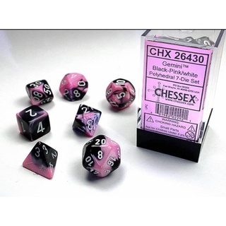 Chessex Dice CHX 26430 Gemini Polyhedral Black-Pink