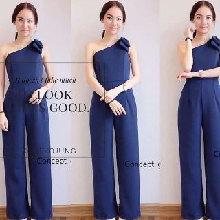 Jumpsuit ไหล่เฉียงพร้อมส่ง 3 สี