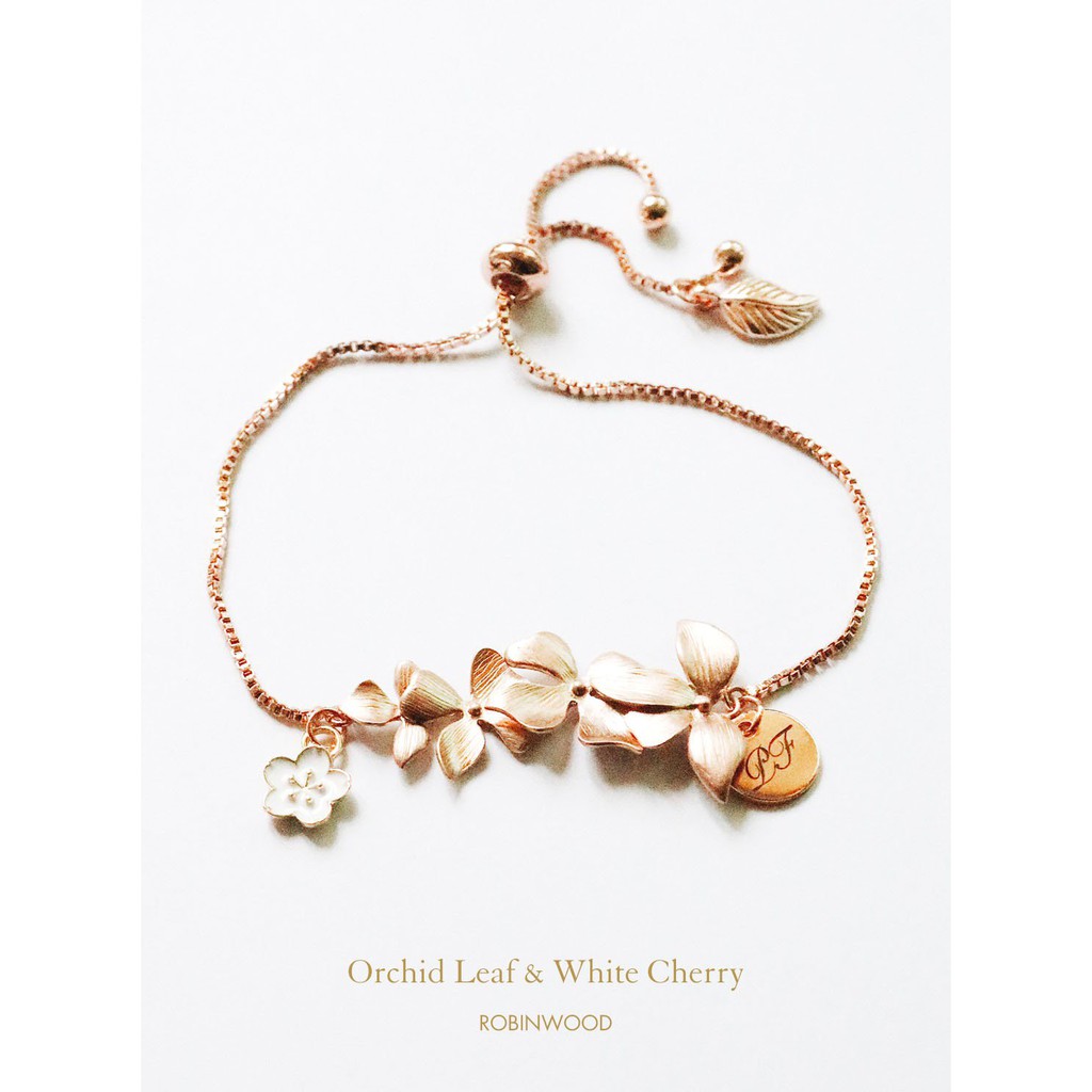 สร้อยข้อมือเงินเเท้ Orchid & White Cherry Forest