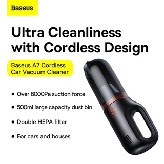 เครื่องดูดฝุ่นในรถ Baseus A7 เครื่องดูดฝุ่นไร้สาย 6000Pa Wireless Car Vacuum Cleaner เครื่องดูดฝุ่นรถยนต์