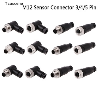 (Tzuscene) อุปกรณ์เชื่อมต่อเซนเซอร์ M12 3 4 5 Pin มุมขวา 1 ชิ้น