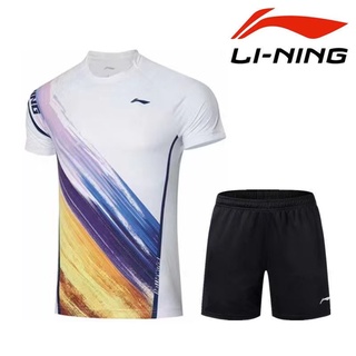 Li Ning ชุดกีฬาแบดมินตัน ระบายอากาศ แห้งเร็ว สําหรับผู้ชายและผู้หญิง เล่นเทนนิส วอลเลย์บอล