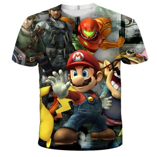 ใหม่ เสื้อยืดลําลอง แขนสั้น พิมพ์ลายการ์ตูนเกม Super Mario 3D น่ารัก แฟชั่นฤดูร้อน สําหรับเด็กผู้ชาย ผู้หญิง