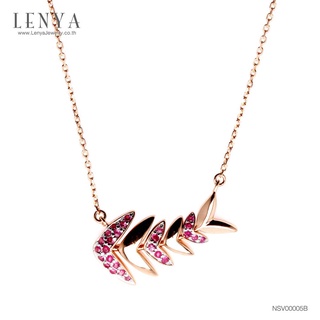 Lenya Jewelry สร้อยเงินแท้ ดีไซน์ก้างปลา ประดับทับทิมแท้ พร้อม texture ที่ตัวปลา