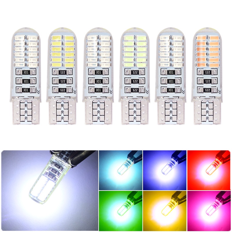 1pcs รถอุปกรณ์เสริม T10 194 168 W5W LED เปลี่ยนหลอดไฟ 24 SMD 3014 ชิปเซ็ตข้อผิดพลาดฟรี 6500K สีขาวสํ
