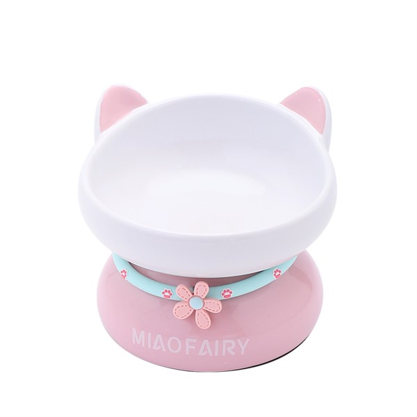 ❤ ชามสัตว์เลี้ยง ❤ ❅Ceramic cat bowl overturning protection cervical spine high foot oblique mouth c