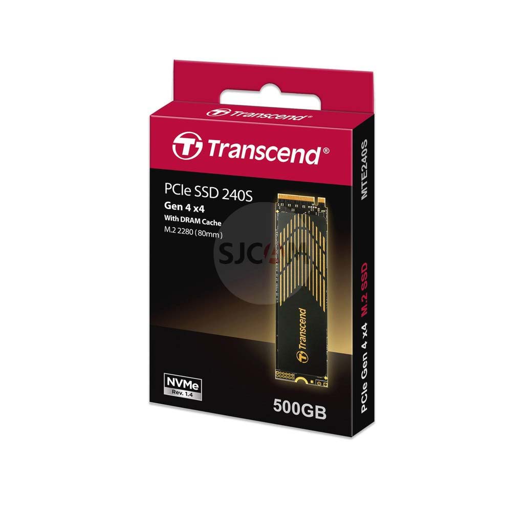 Transcend PCIe NVMe M.2 SSD 500GB :Gen 4X4  รับประกัน 5 ปี หรือ*ไม่เกิน 850 TBW* TS500GMTE240S