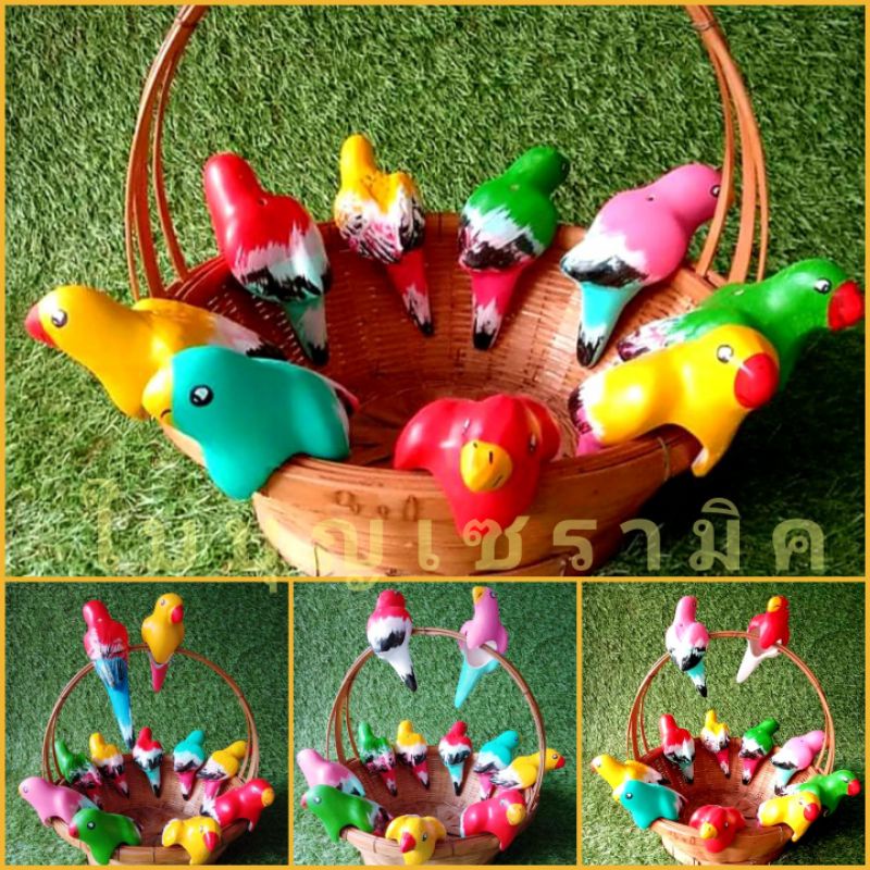 (ราคาถูก ลดราคา)นกเกาะเซรามิคสีสันสดใสขนาดเล็กและขนาดกลาง นกเกาะเซรามิคแต่งสวน นกเกาะแต่งอ่างบัว ตกแต่งกระถาง
